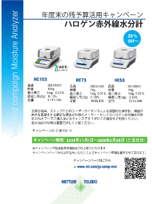 【メトラー・トレド】ラボテック製品 残予算活用キャンペーン：ハロゲン赤外線水分計